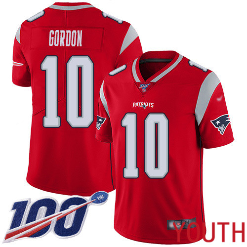 New England Patriots Football #10 100th Season Inverted Limited Red Youth Josh Gordon NFL Jersey->women nfl jersey->Women Jersey